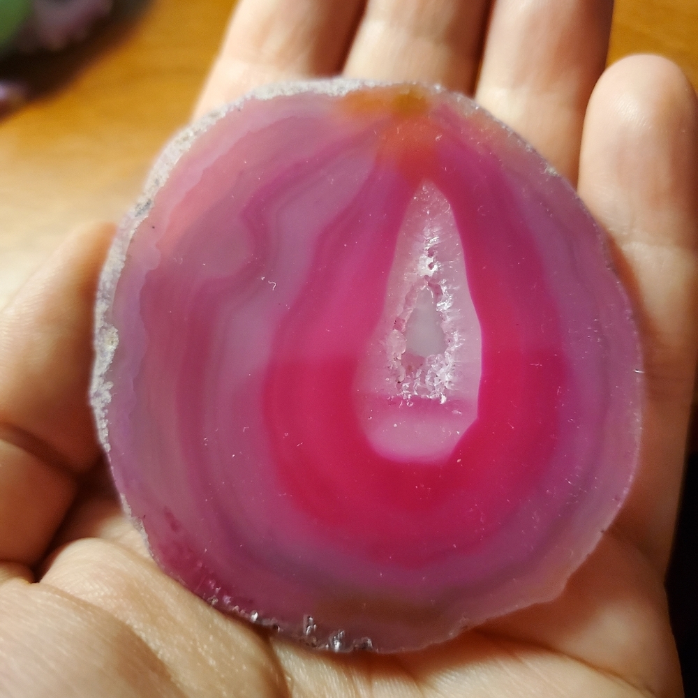 Pink Sliced Agate Phone Grip